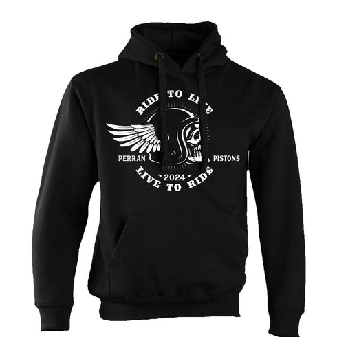 Perran Pistons Biker Hoody Hoodie Classic Bike Custom Chopper Vintage Flying Hemet White